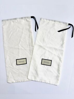 Gucci White Satin Dust Bags Set of 2-Authentic Storage Bag with Drawstring 17x8
